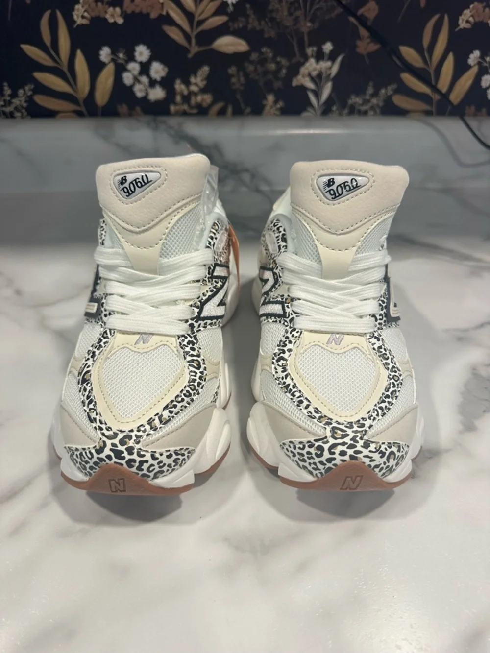 New Balance Women's White Cream & Black Leopard-Print Sneakers - Picture 2 of 5